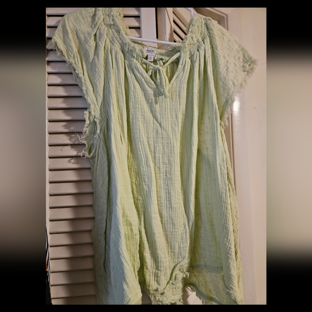 NWOT TRU CRAFT LIME GREEN SHIRT FRONT TIE